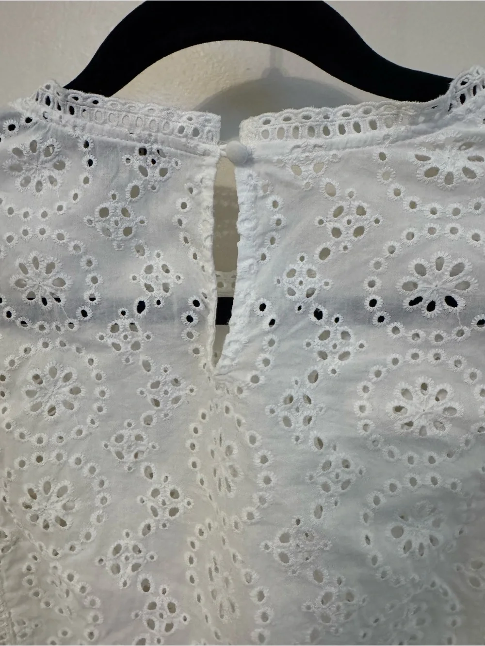 White Eyelet Lace Puff-Sleeve Blouse